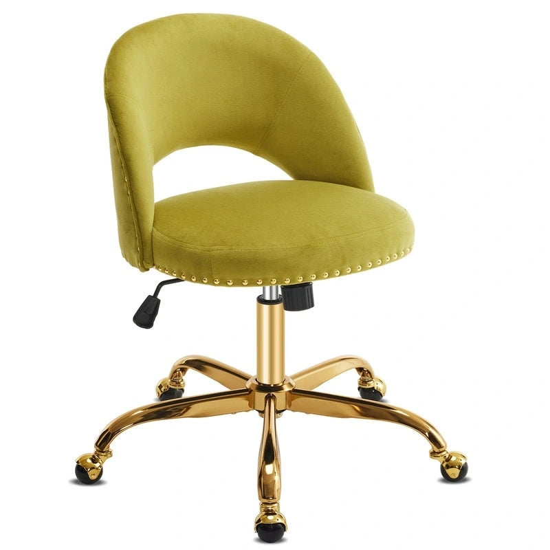 Chaise de bureau en velours Fauteuil de bureau pivotant Fauteuil moderne en tissu mignon Chaises de bureau à domicile avec roulettes