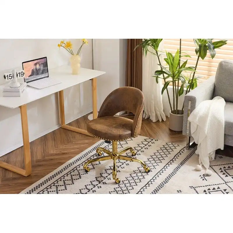 Chaise de bureau en velours Fauteuil de bureau pivotant Fauteuil moderne en tissu mignon Chaises de bureau à domicile avec roulettes