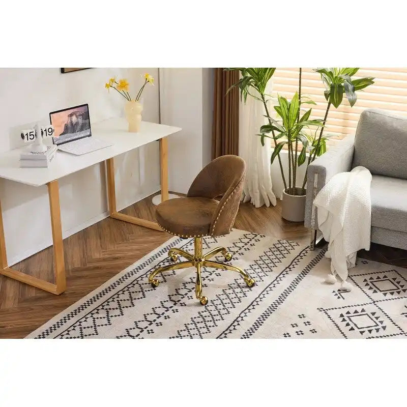 Chaise de bureau en velours Fauteuil de bureau pivotant Fauteuil moderne en tissu mignon Chaises de bureau à domicile avec roulettes