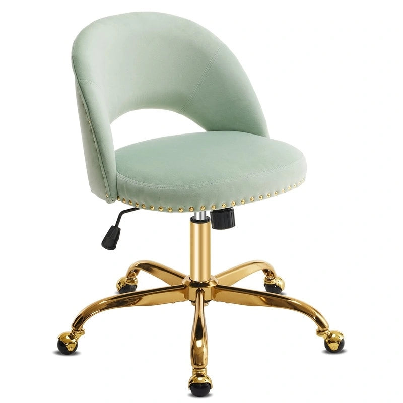 Chaise de bureau en velours Fauteuil de bureau pivotant Fauteuil moderne en tissu mignon Chaises de bureau à domicile avec roulettes