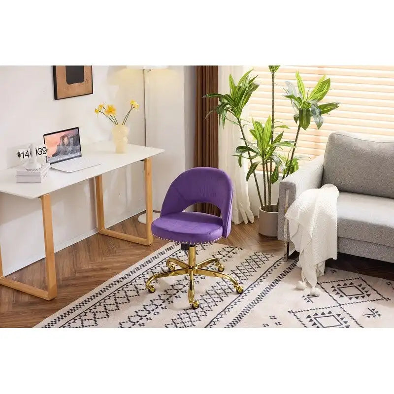 Chaise de bureau en velours Fauteuil de bureau pivotant Fauteuil moderne en tissu mignon Chaises de bureau à domicile avec roulettes
