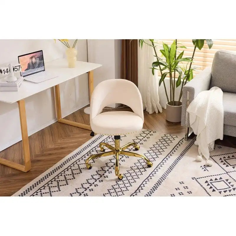 Chaise de bureau en velours Fauteuil de bureau pivotant Fauteuil moderne en tissu mignon Chaises de bureau à domicile avec roulettes