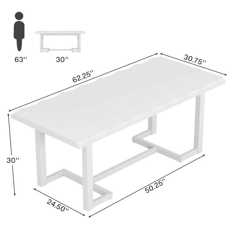 Bureau informatique de 160 cm, Table d'écriture rectangulaire avec pieds en bois massif et plateau épaissi