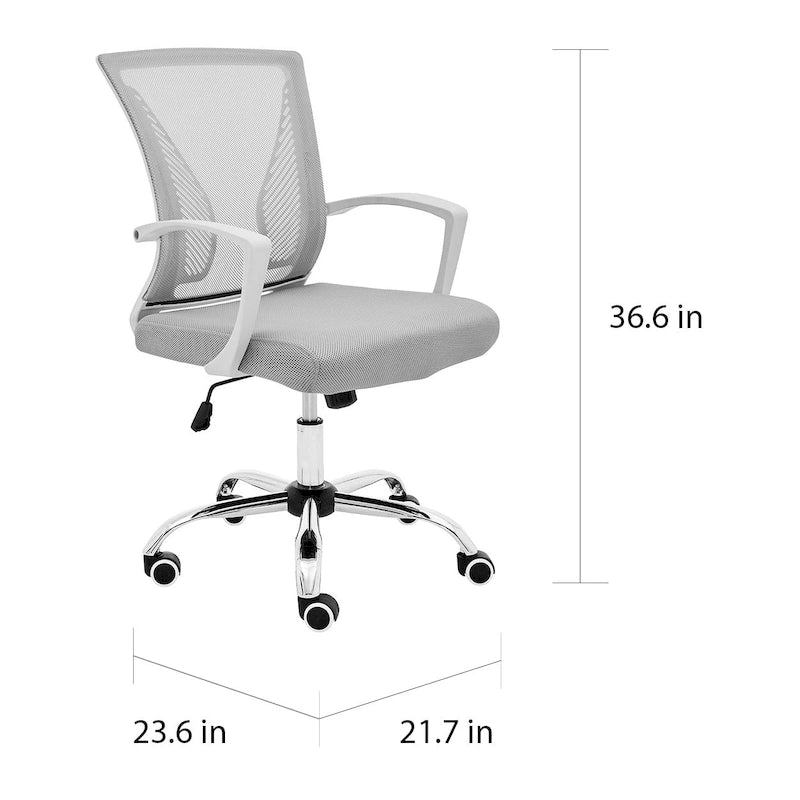 Chaise de bureau ergonomique mi-dossier en maille avec support lombaire et hauteur réglable