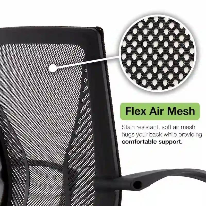 Chaise de bureau ergonomique mi-dossier en maille avec support lombaire et hauteur réglable