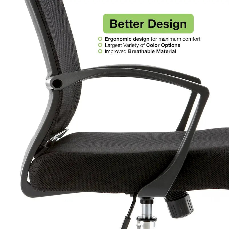 Chaise de bureau ergonomique mi-dossier en maille avec support lombaire et hauteur réglable