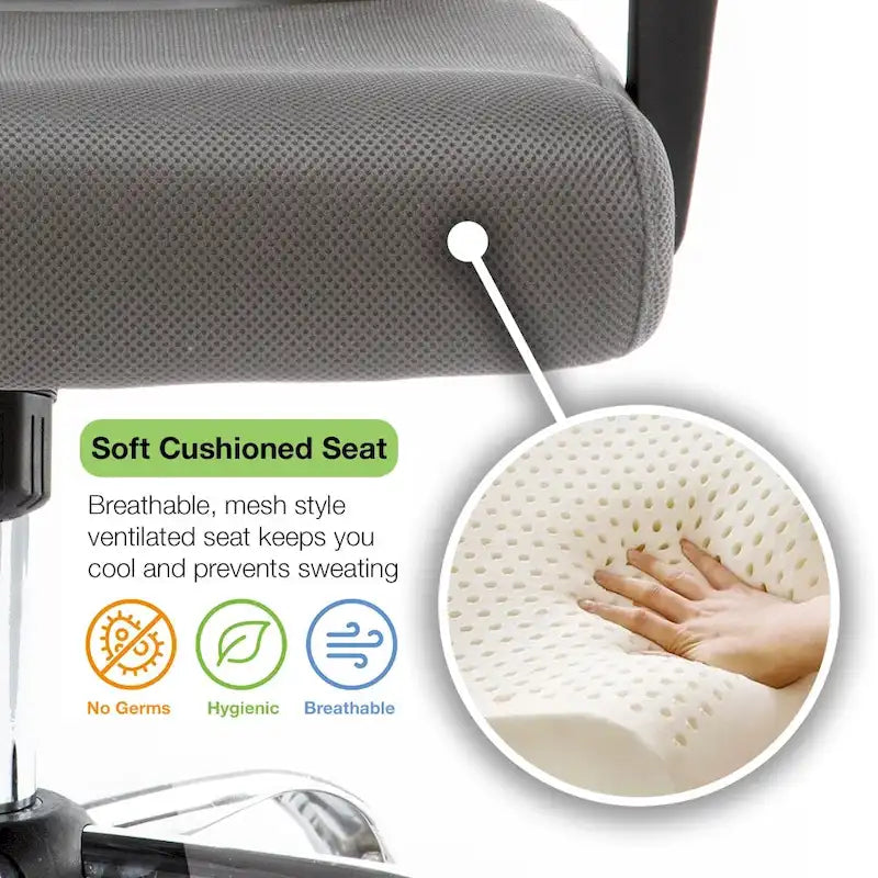 Chaise de bureau ergonomique mi-dossier en maille avec support lombaire et hauteur réglable