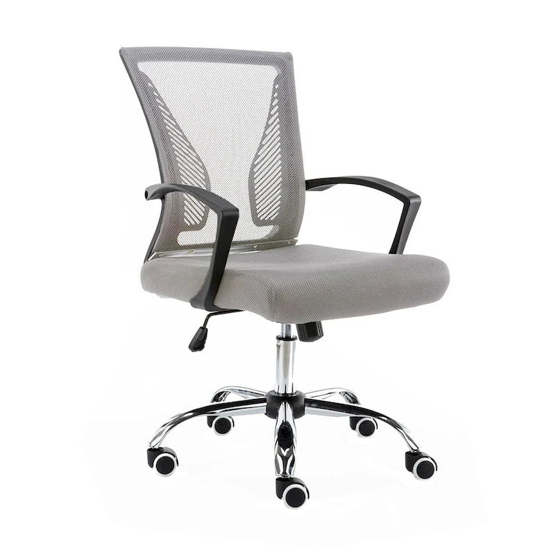 Chaise de bureau ergonomique mi-dossier en maille avec support lombaire et hauteur réglable