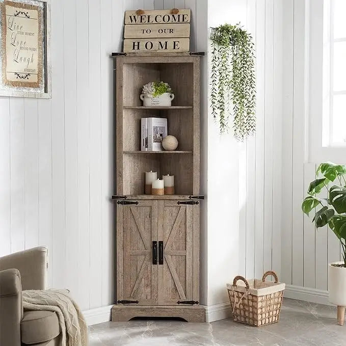 Meuble d'angle haut de ferme, meuble de rangement, optimiseur d'espace domestique