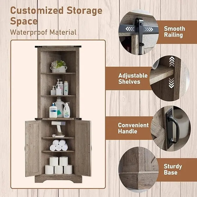 Meuble d'angle haut de ferme, meuble de rangement, optimiseur d'espace domestique
