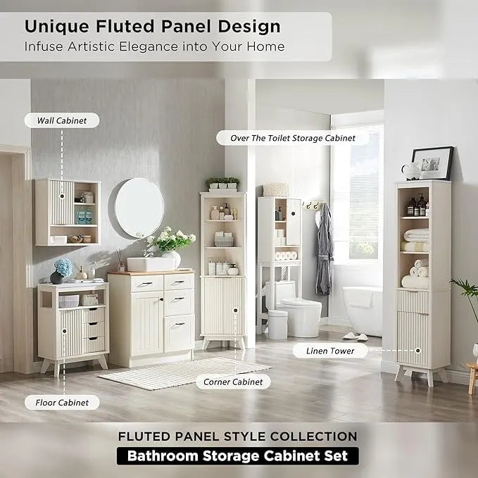 Meuble bas de salle de bain moderne avec plateau aspect marbre, organisateur de rangement
