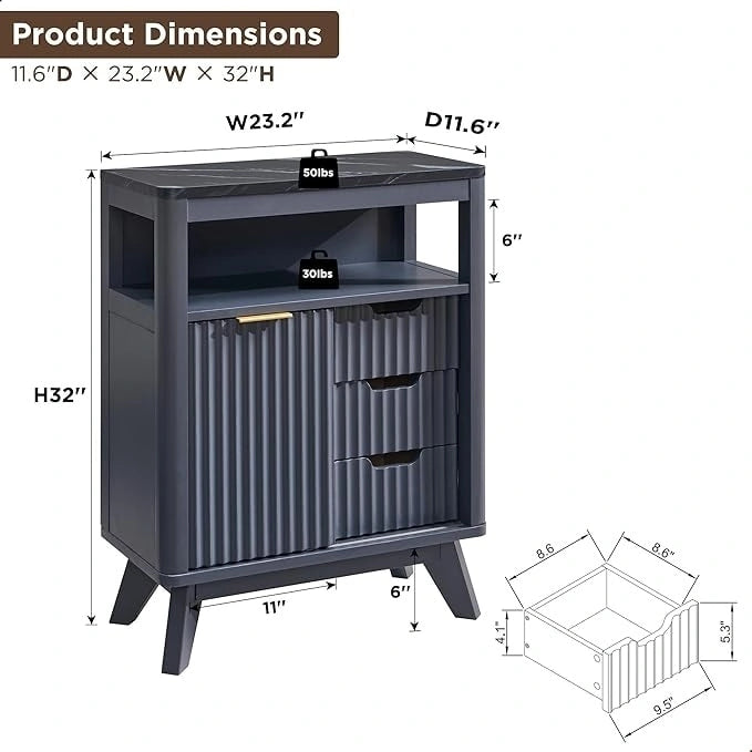 Meuble bas de salle de bain moderne avec plateau aspect marbre, organisateur de rangement