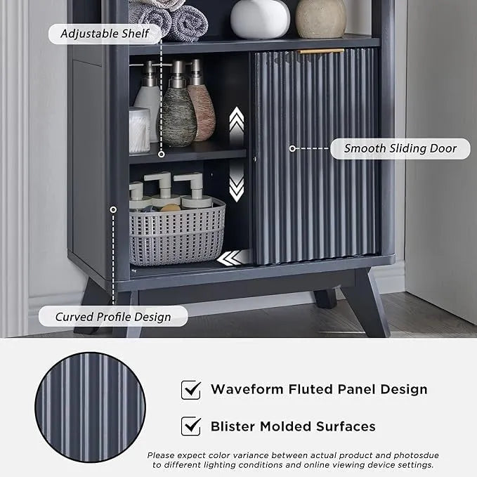 Meuble bas de salle de bain moderne avec plateau aspect marbre, organisateur de rangement